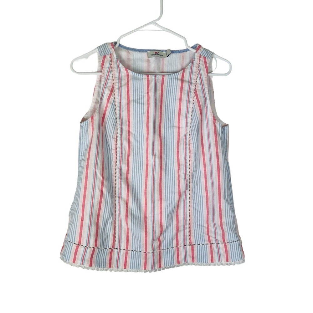 Vineyard Vines Abacos Stripe Tassel Top Women's 2 Striped Blue/Pink Preppy